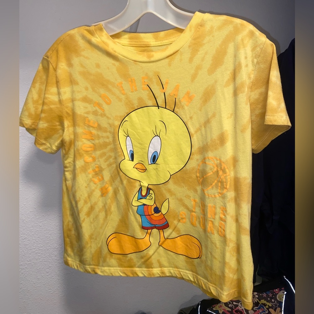Tweety Bird Yellow Cropped Tye Dye Small Tee